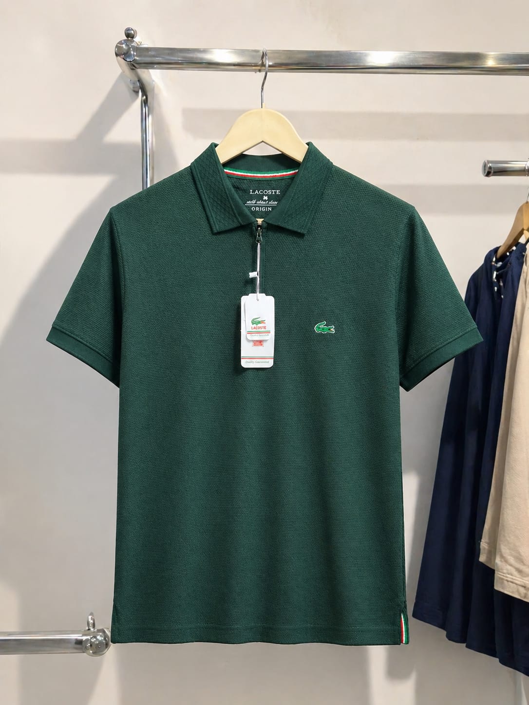 Lacoste Popcorn Texture Half Zip Polo – Premium Fit
